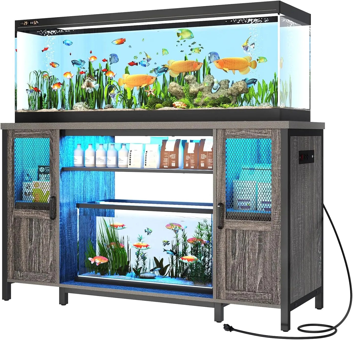 55-75 Gallon Fish Tank Stand with Power Outlet and LED Light