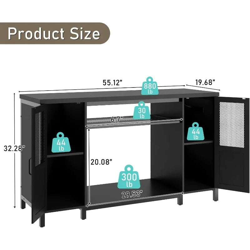 55-75 Gallon Fish Tank Stand with Power Outlet and LED Light