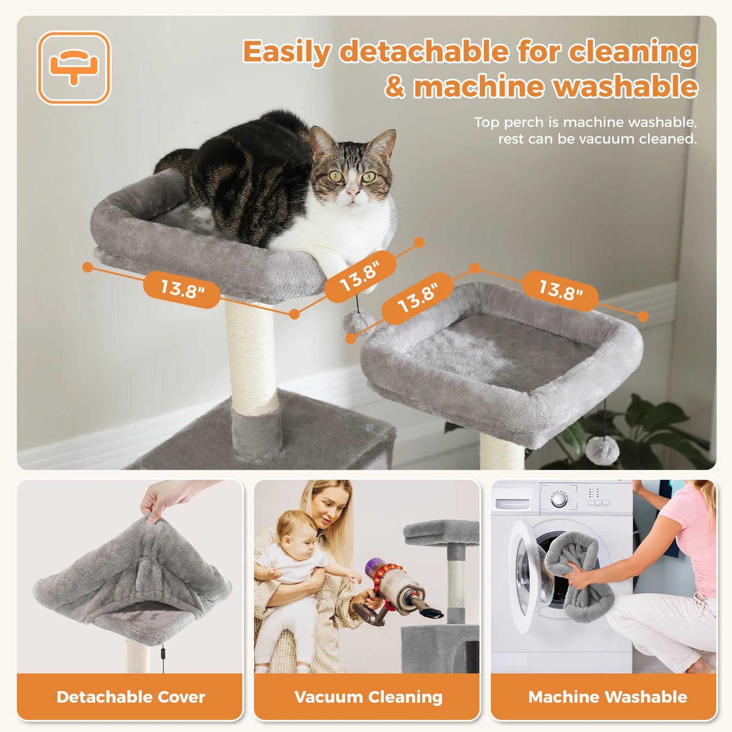 Large Cat Tree Tall Cat Tower for Indoor Cats Multi-Level