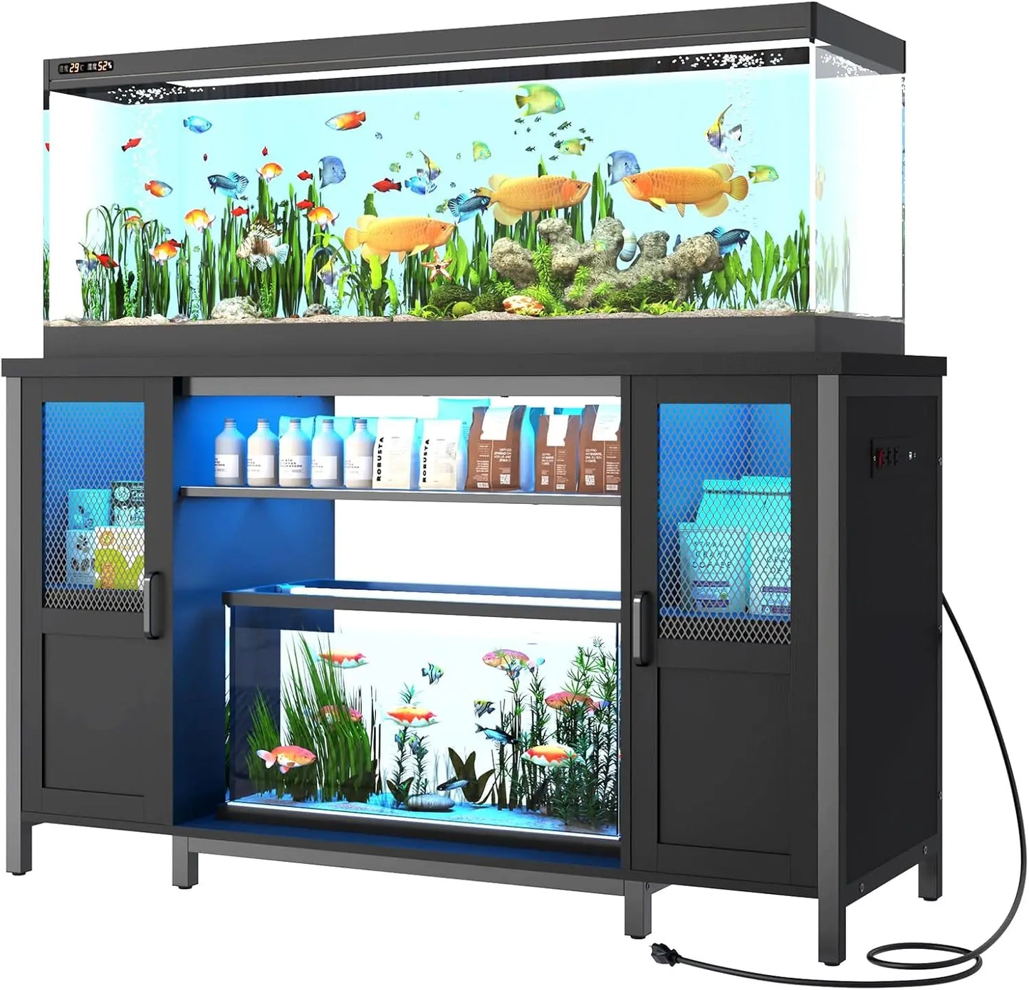 55-75 Gallon Fish Tank Stand with Power Outlet and LED Light