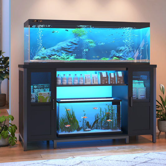 55-75 Gallon Fish Tank Stand with Cabinet & Power Outlet